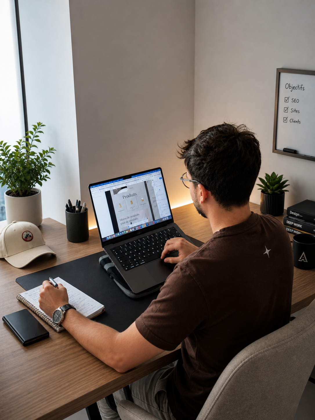 Julien, fondateur d’Analysea, travaillant sur un projet web